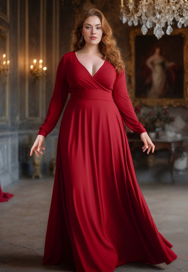 Eleanor Plus Size Gown In Deep Red