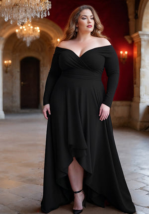 Plus Size Dresses Wedding Guest Black Cocktail Funeral Women Semi