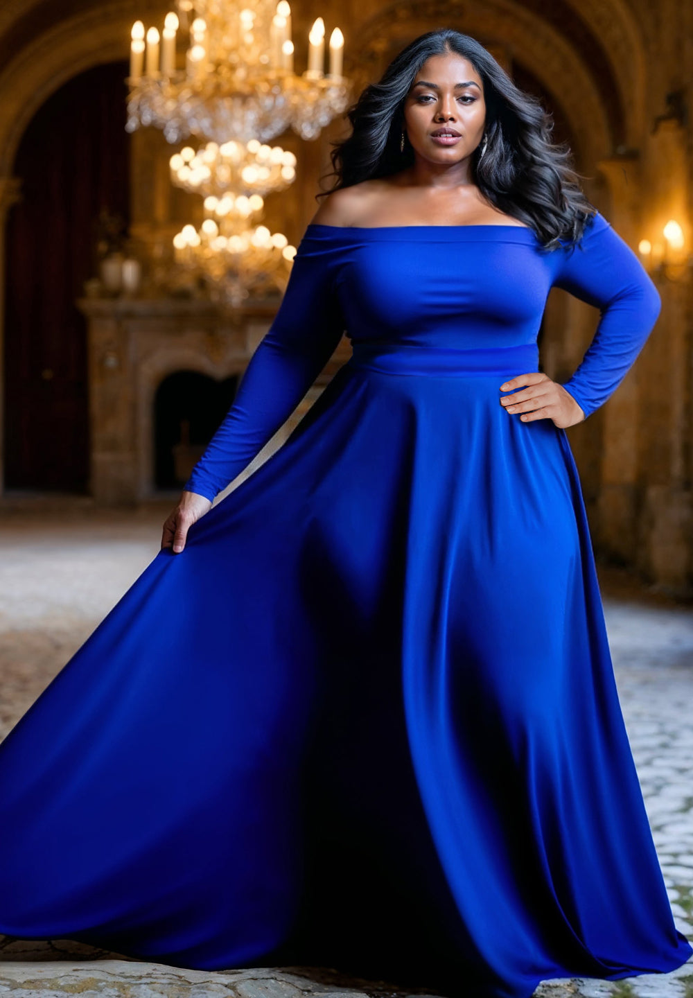 Royal Blue Plunge High Split Evening Gown Formal Dresses | LizProm