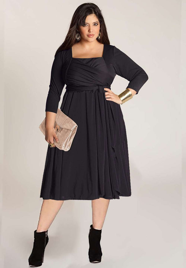 Below knee black plus size dress | IGIGI.com