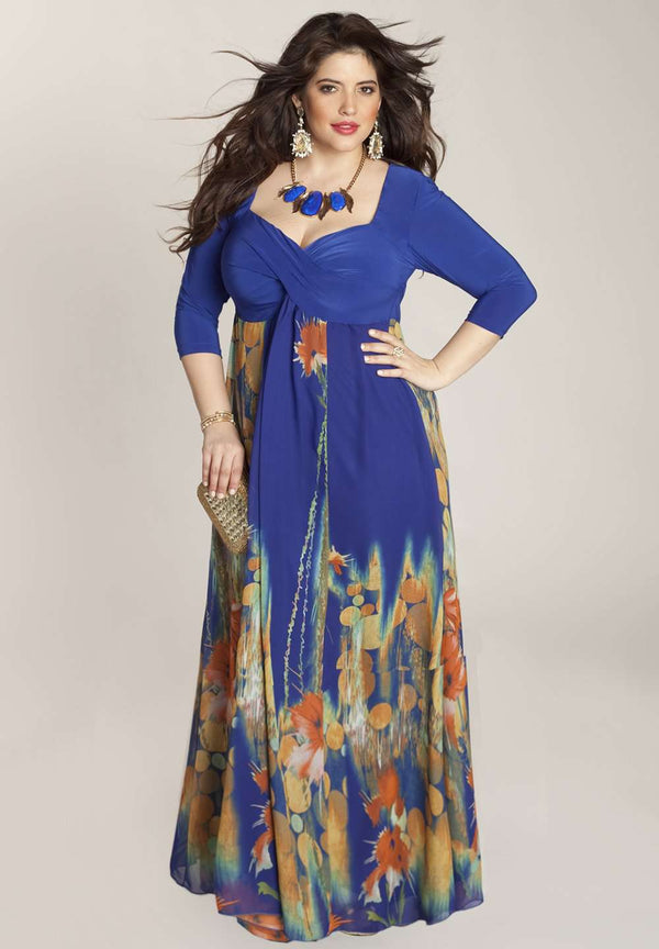 Blue plus size dress with abstract print | IGIGI.com