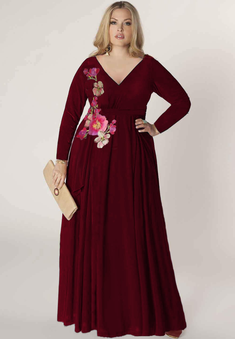 Maroon dress clearance for plus size